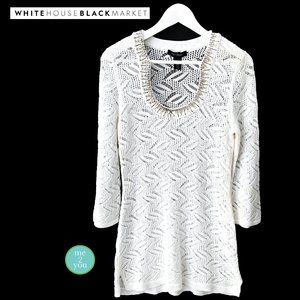 WHITE HOUSE BLACK MARKET Ivory Rhinestone Tunic - Size Medium